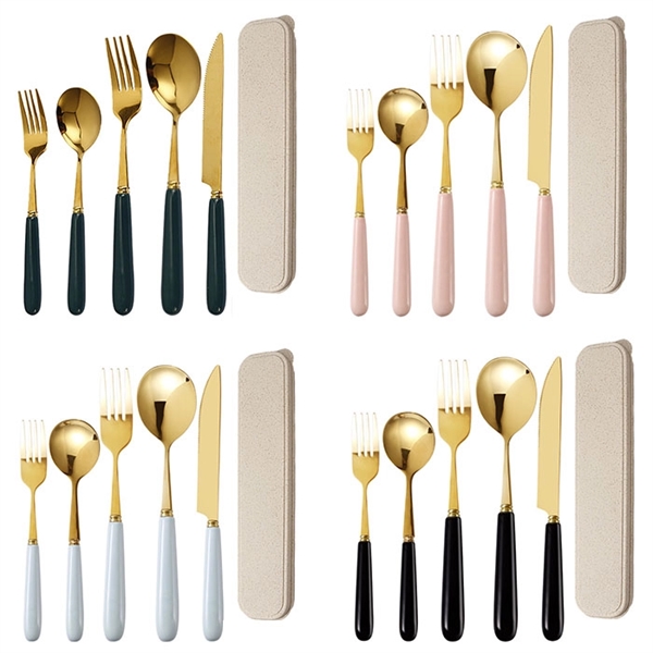 6pcs Set Ceramic Stainless Steel Cutlery       - Image 2