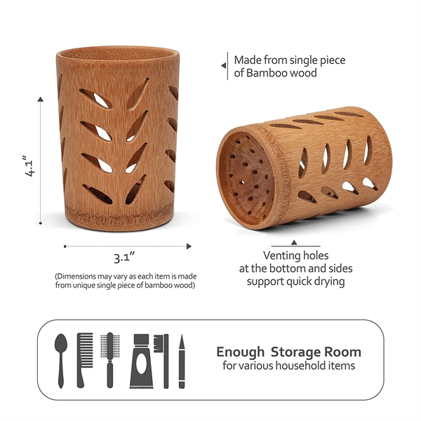 Bamboo Toothbrush Organizer with Holes - Image 3