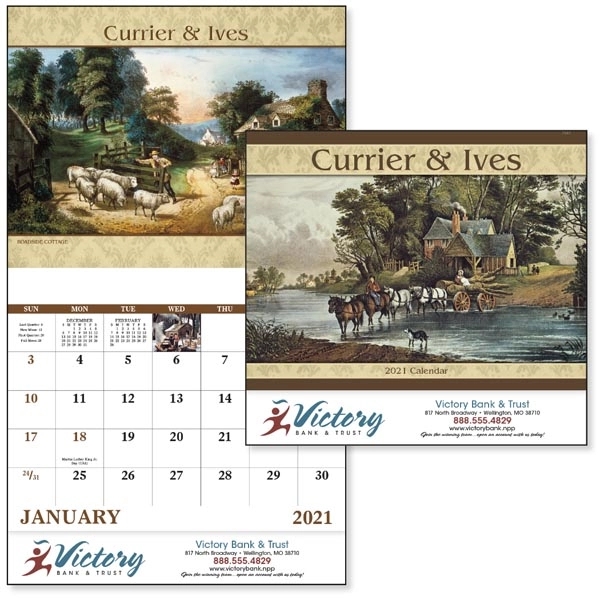 Stapled Currier & Ives Americana 2022 Appointment Calendar - Image 1