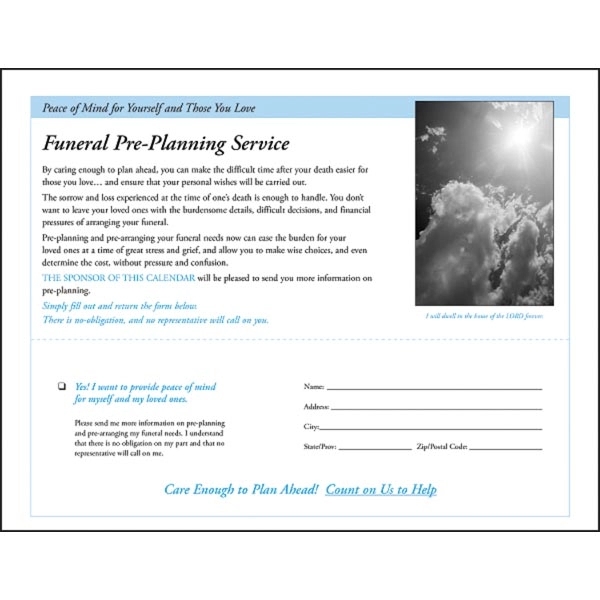 Everlasting Word with Funeral Pre-Planning Form Calendar - Image 2
