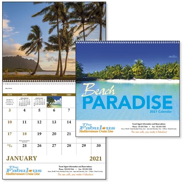 Beach Paradise 2022 Calendar- Stapled - Image 1