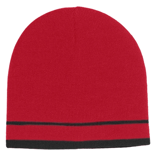 Knit Beanie with Double Stripe - Image 11