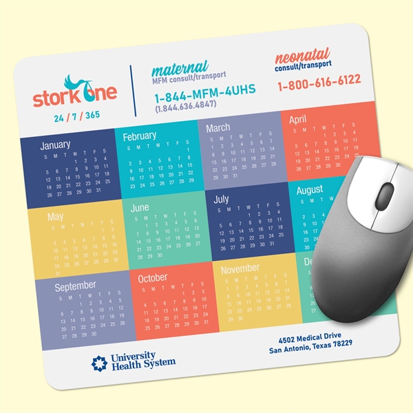 Vynex®Heavy Duty 7.5x8x1/8 Hard Surface Calendar Mouse Pad - Image 1