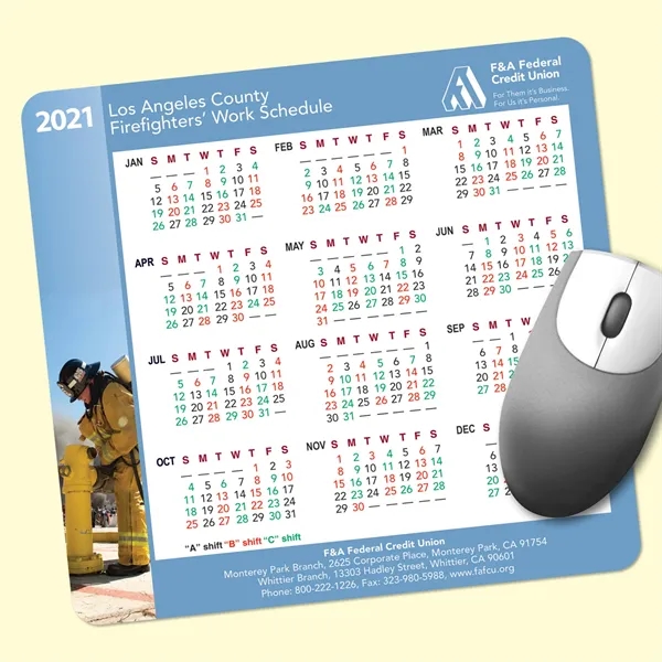 ReTreads®7.5x8x3/32 Recycled Hard Surface Calendar Mouse Pad - Image 1