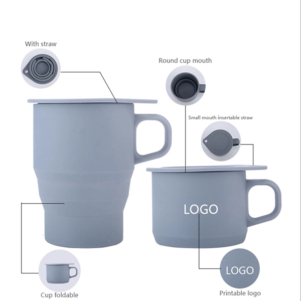 Sillicon Mug/cup Foldable With Straw - Image 1