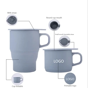 Sillicon Mug/cup Foldable With Straw