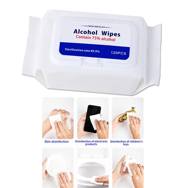 120Pcs 75% Alcohol Cleaning Wipes - Image 1