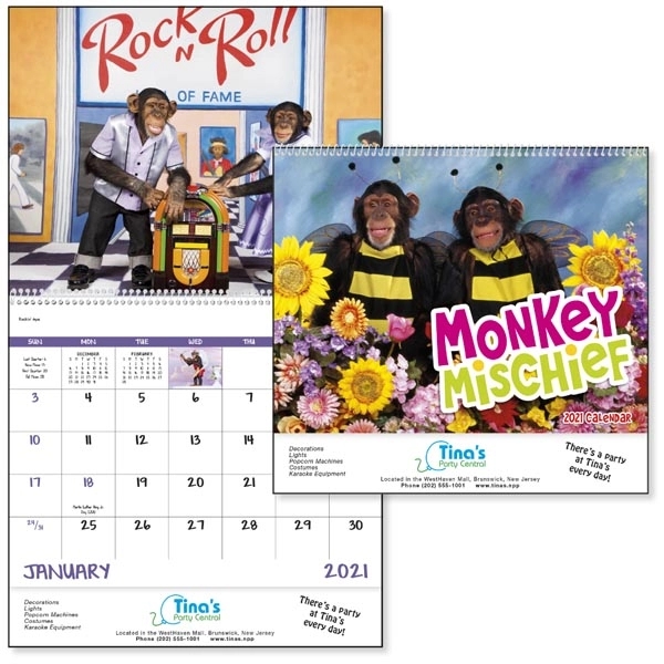 Spiral Monkey Mischief Lifestyle 2022 Appointment Calendar - Image 1