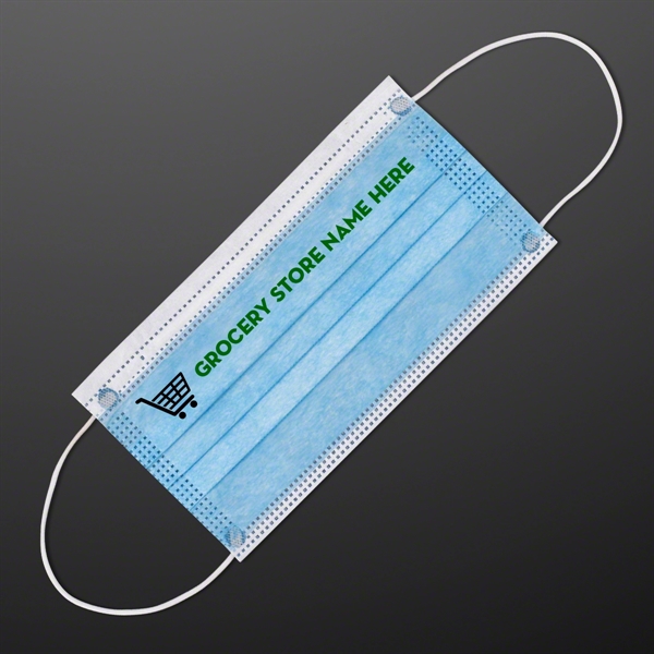 Grocery Store Logo Blue Disposable Face Mask For Daily Use
