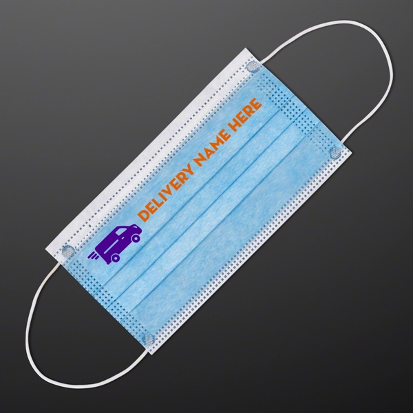Delivery Company Logo Blue Disposable Face Mask - Image 1