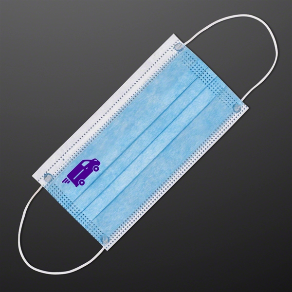Delivery Company Logo Blue Disposable Face Mask - Image 2