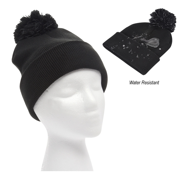 Water-Resistant Pom Beanie With Cuff - Image 5