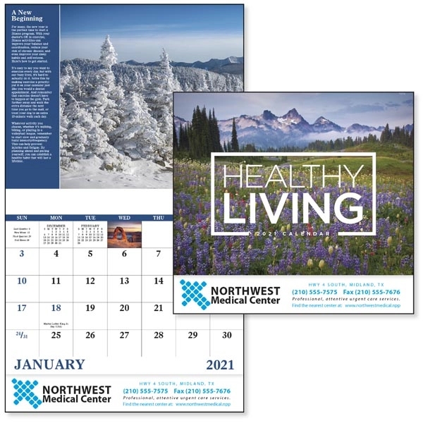 Stapled Healthy Living Inspirational 2022 Calendar - Image 1