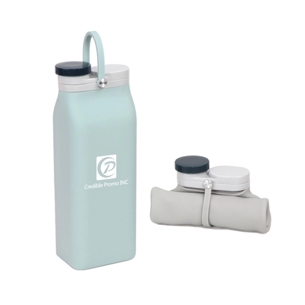 Milk Carton Shaped Collapsible Silicone Sport Water Bottle - Image 1