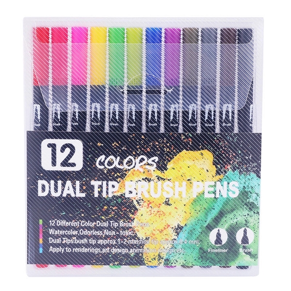 12 colors double head watercolor pens Markers Paint Pens - Image 2