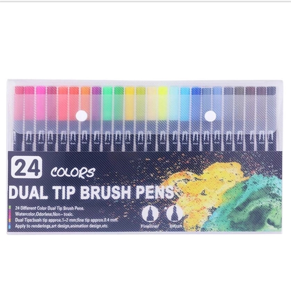 24 colors double head watercolor pens Markers Paint Pens - Image 1