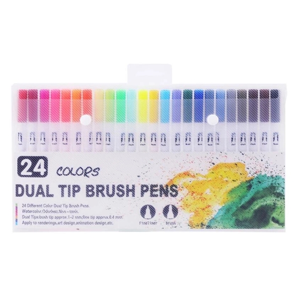 24 colors double head watercolor pens Markers Paint Pens - Image 2