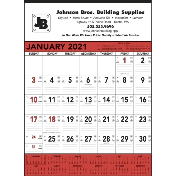 Red & Black Contractor's Memo 2022 Calendar - Image 2