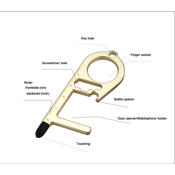 No Touch Key Door Opener Tool With Key Ring - Image 2