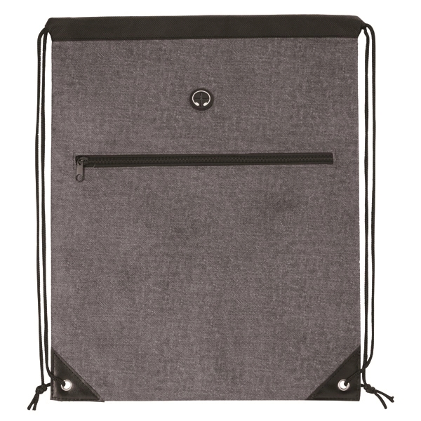 Denim Print Non-Woven Drawstring Backpack - Image 5