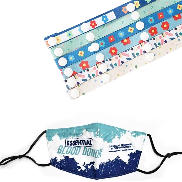 3 Layer Safety Face Mask Lanyard Combo w/ Full Color Imprint - Image 2