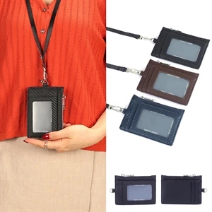 ID Badge Card Holder Wallet with Neck Lanyard Strap
