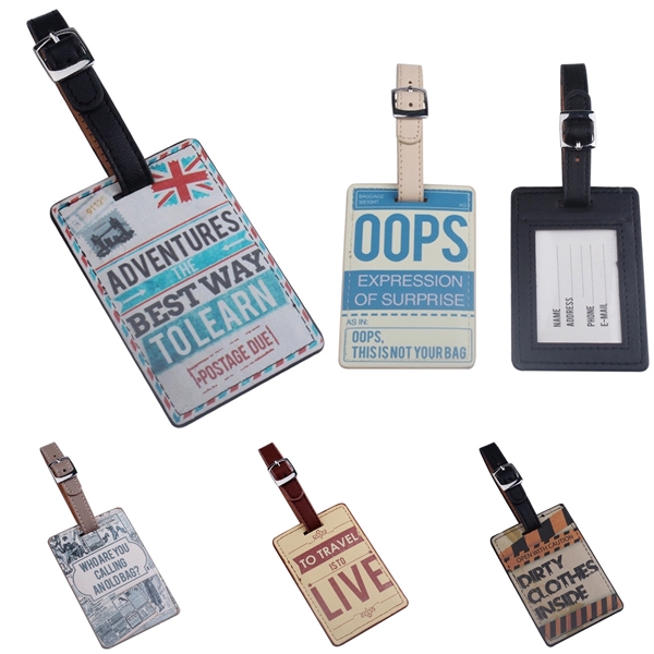PU Leather Luggage Tag  With Name ID Labels