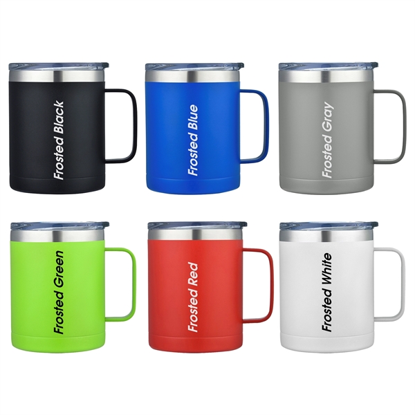 14oz Stainless Steel Vacuum Camping Mug with Handle - Image 1