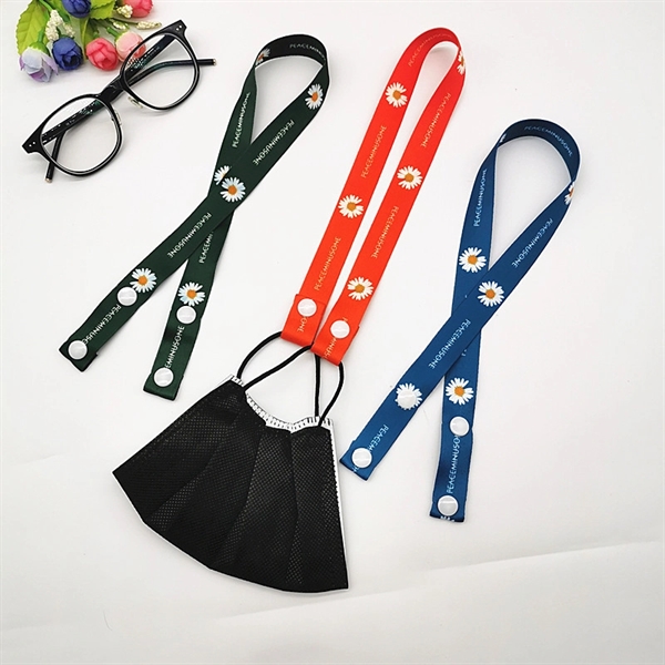 3/4" Full Color Face Mask Lanyard w/ Snap Button Adjustable - Image 1