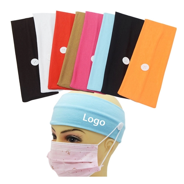 Cotton Button Headband Mask Holder - Image 1