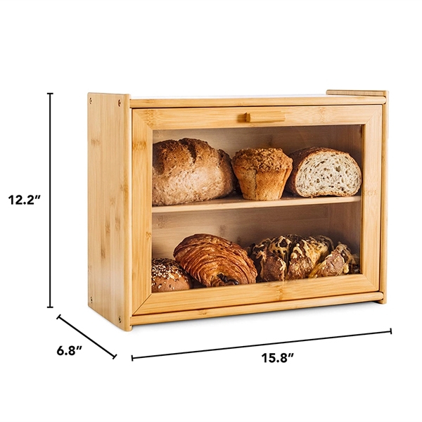 Double Layer Bamboo Bread Box - Image 3