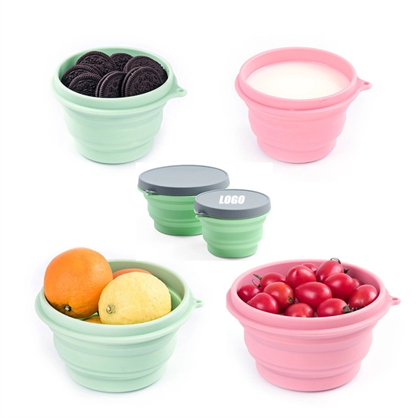 Collapsible Portable Silicone Bowl with Lid - Image 1