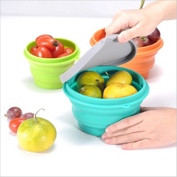 Collapsible Portable Silicone Bowl with Lid - Image 2