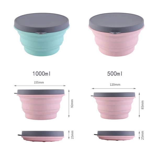 Collapsible Portable Silicone Bowl with Lid - Image 3