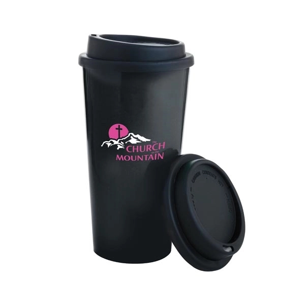 Double Wall PP Tumbler with Black Lid - 17 oz - Image 2