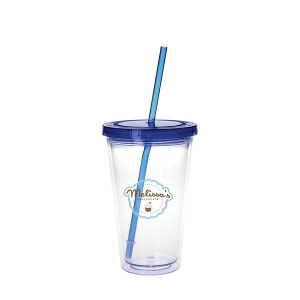 Clear Tumbler with Colored Lid - 18 oz - Image 2