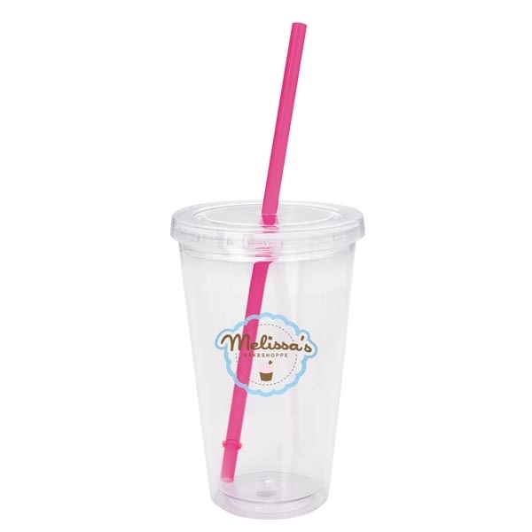 Clear Tumbler with Colored Lid - 18 oz - Image 12