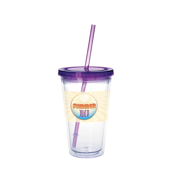 Clear Tumbler with Colored Lid - 18 oz - Image 30