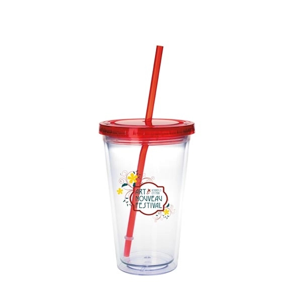 Clear Tumbler with Colored Lid - 18 oz - Image 32
