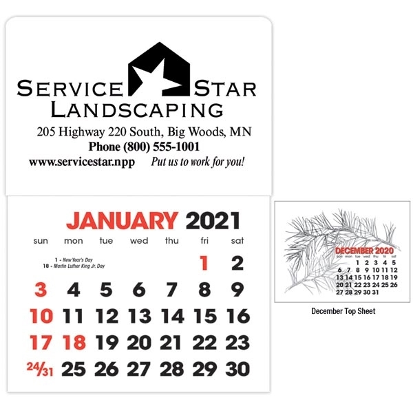 2-Color Stick Up 2022 Calendar, English (13-Month) - Image 1