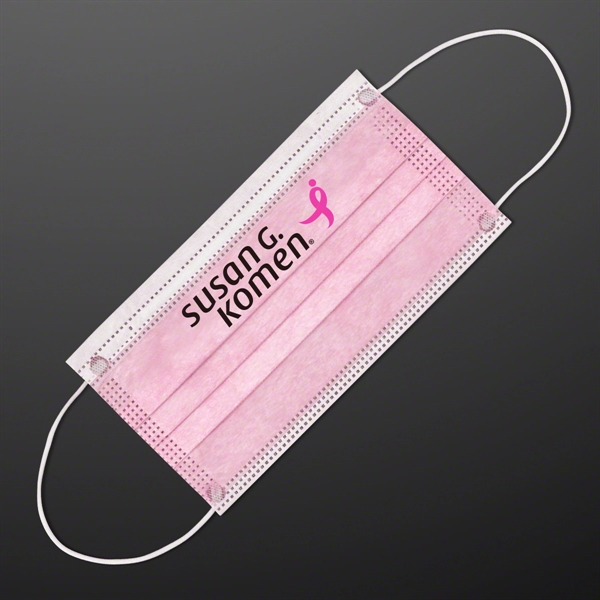 Pink Disposable Face Mask For Daily Use With Logo - Image 1