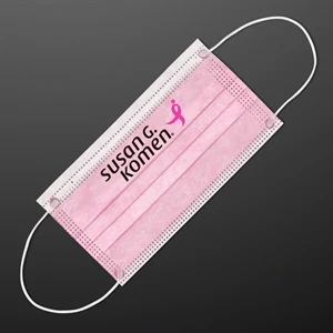 Pink Disposable Face Mask For Daily Use With Logo