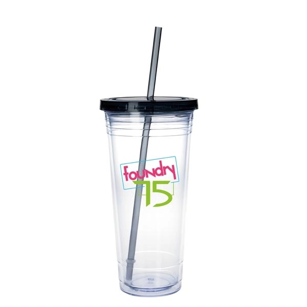 Clear Tumbler with Colored Lid - 24 oz - Image 2
