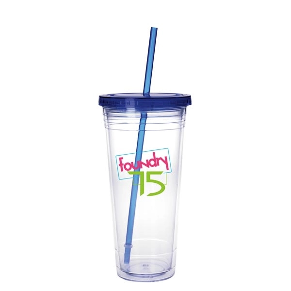 Clear Tumbler with Colored Lid - 24 oz - Image 4
