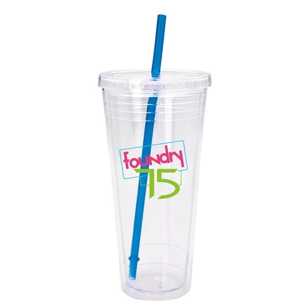 Clear Tumbler with Colored Lid - 24 oz - Image 6