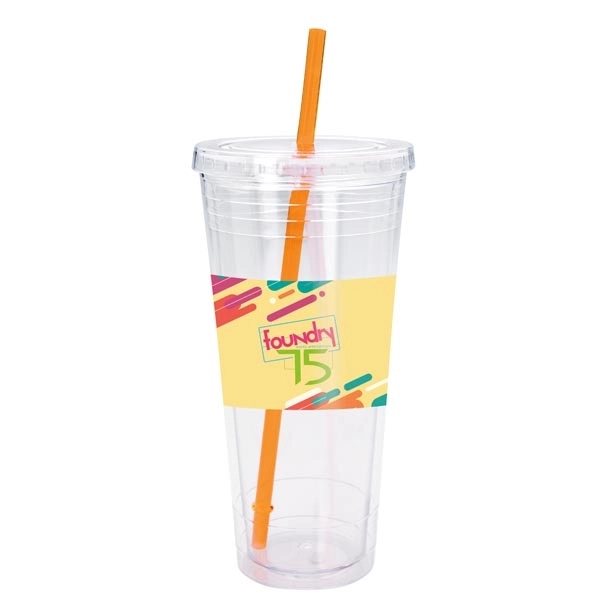 Clear Tumbler with Colored Lid - 24 oz - Image 12