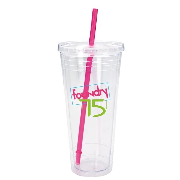 Clear Tumbler with Colored Lid - 24 oz - Image 13