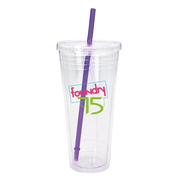 Clear Tumbler with Colored Lid - 24 oz - Image 15