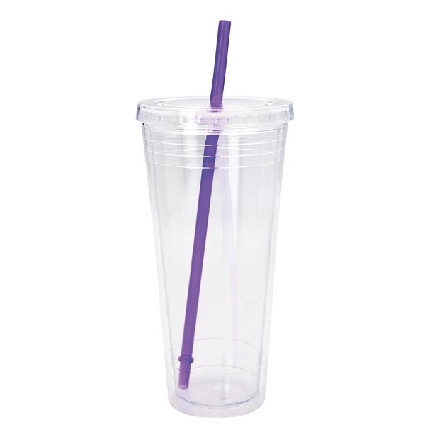Clear Tumbler with Colored Lid - 24 oz - Image 16