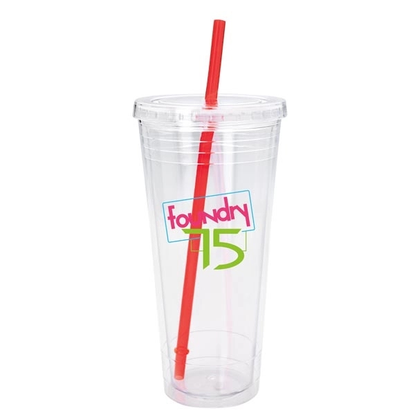Clear Tumbler with Colored Lid - 24 oz - Image 17